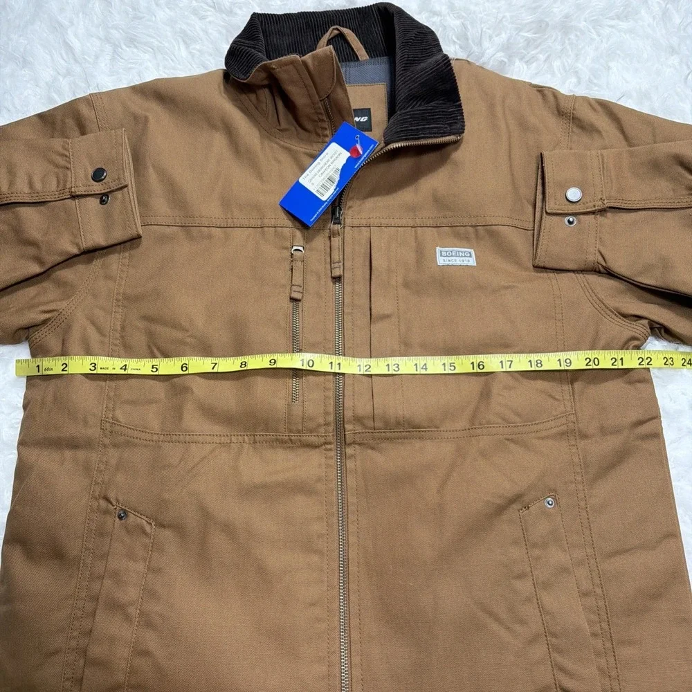 BOEING Mens Canvas Jacket Workwear‎ Corduroy Collar Flannel Lined Insulated New!